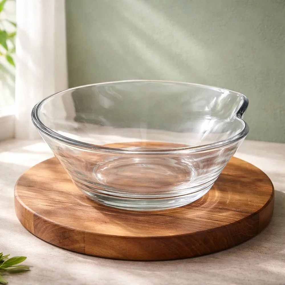 Villeroy Boch Wave Salad Bowl 7” Clear Crystal Contemporary Minimalist Dining